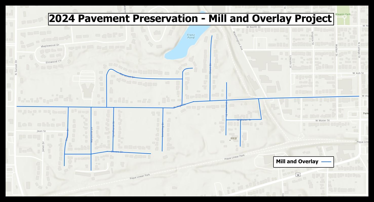 Map of 2024 Pavement Program resurfacing area