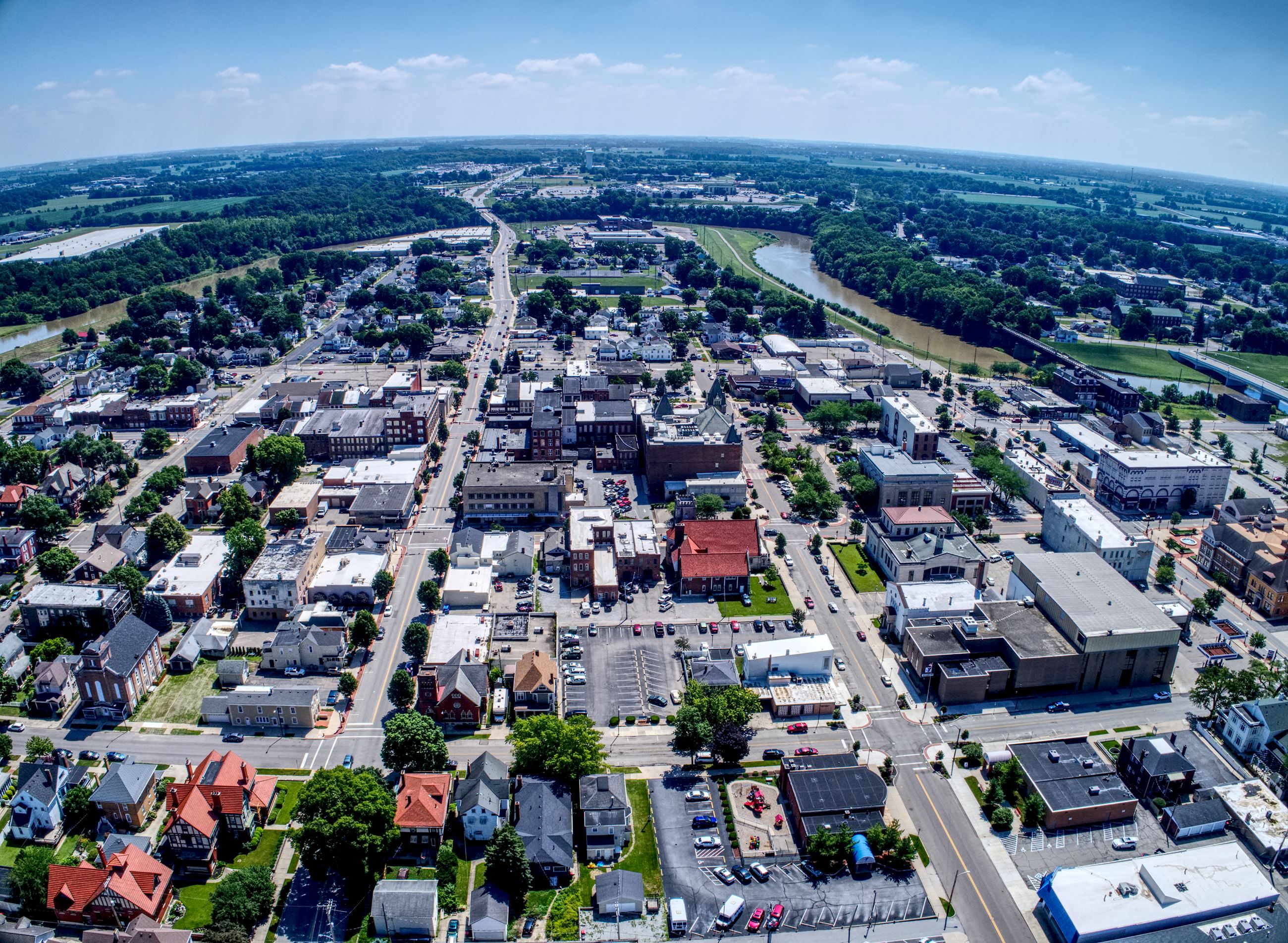 Downtown Piqua OH Aerial View